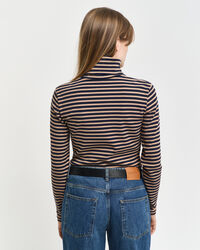 Striped Rib Long Sleeve Turtleneck Top