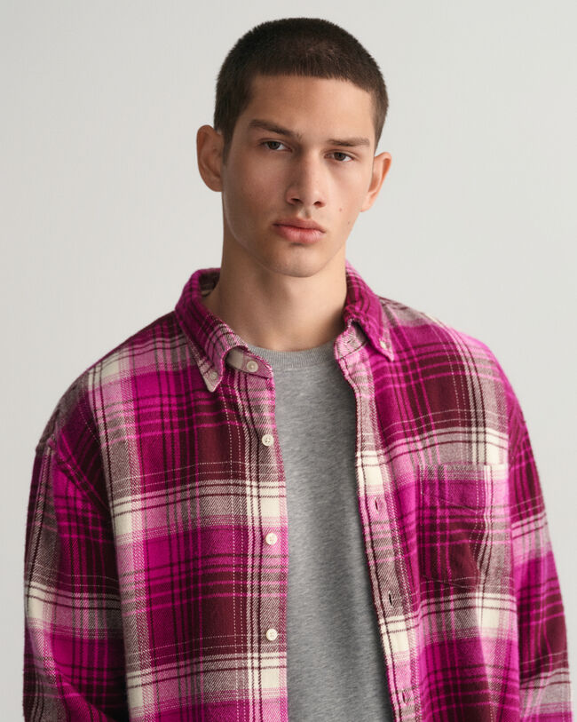 Relaxed Fit Checked Heavy Flannel Shirt
