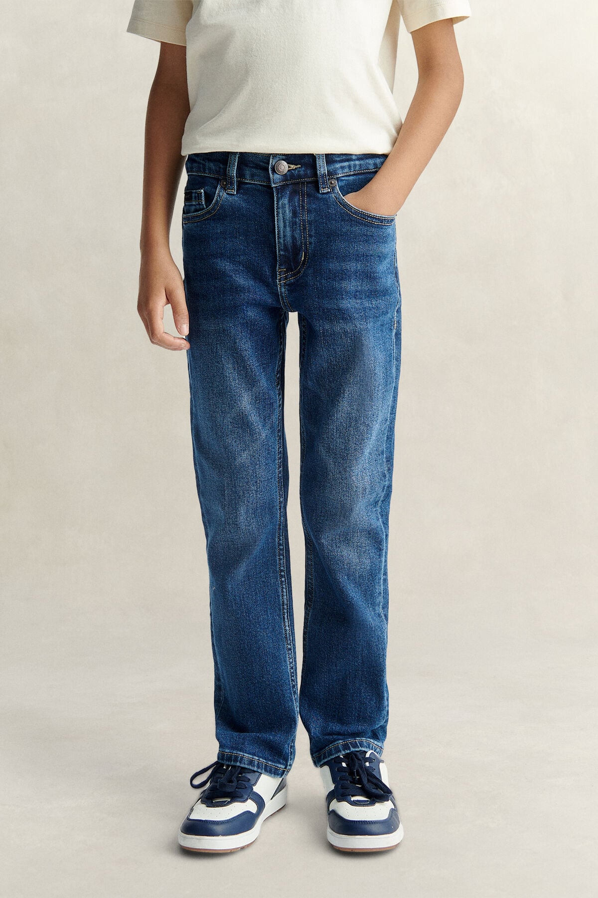 Teen Boys Straight Fit Jeans — MID WASH