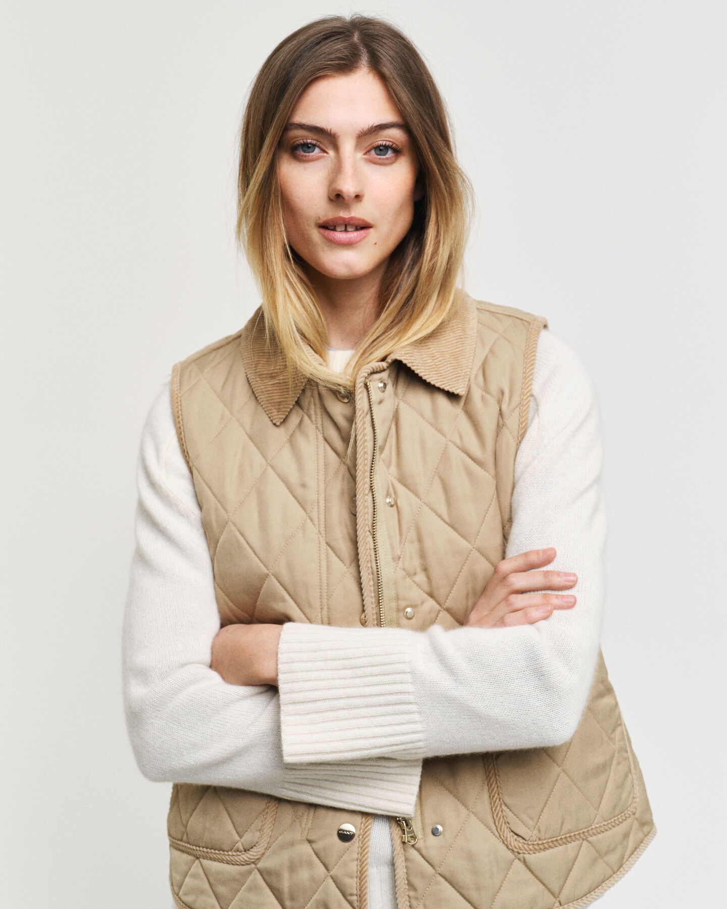 Quilted Corduroy Detailed Vest
