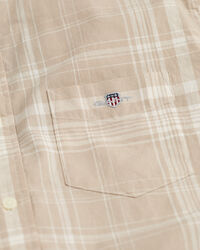 Regular Fit Check Cotton Linen Short Sleeve Shirt