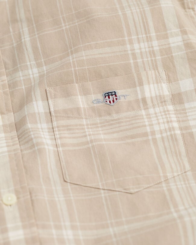 Regular Fit Check Cotton Linen Short Sleeve Shirt