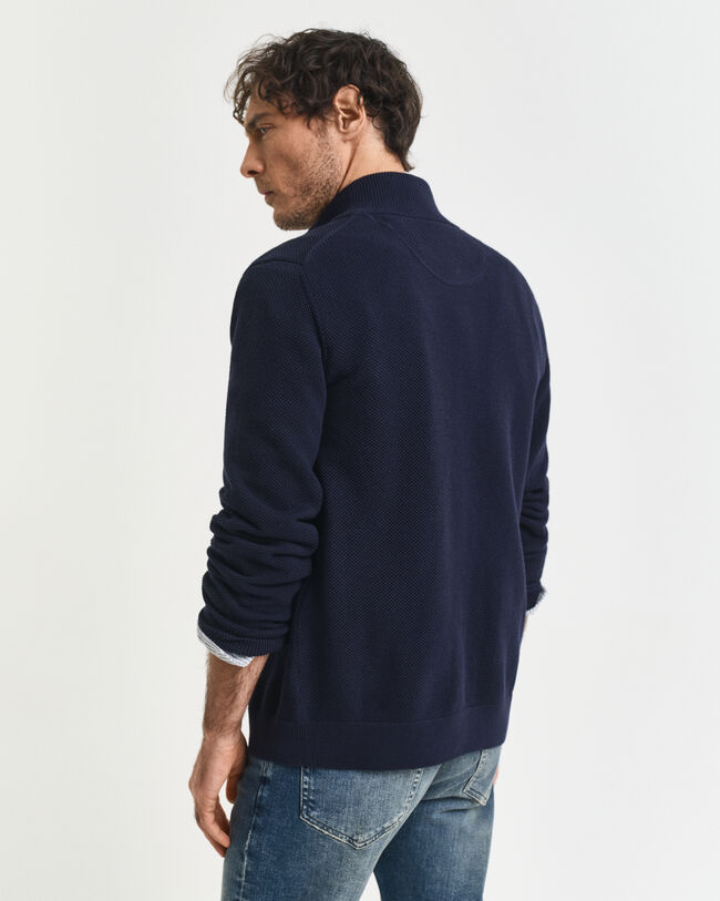 Cotton Piqué Zip Cardigan