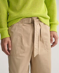 Belted Cotton Poplin Pants