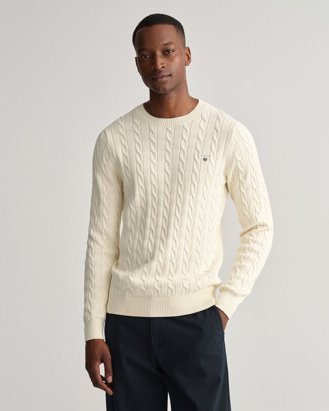 Cotton Cable Crew Neck Sweater