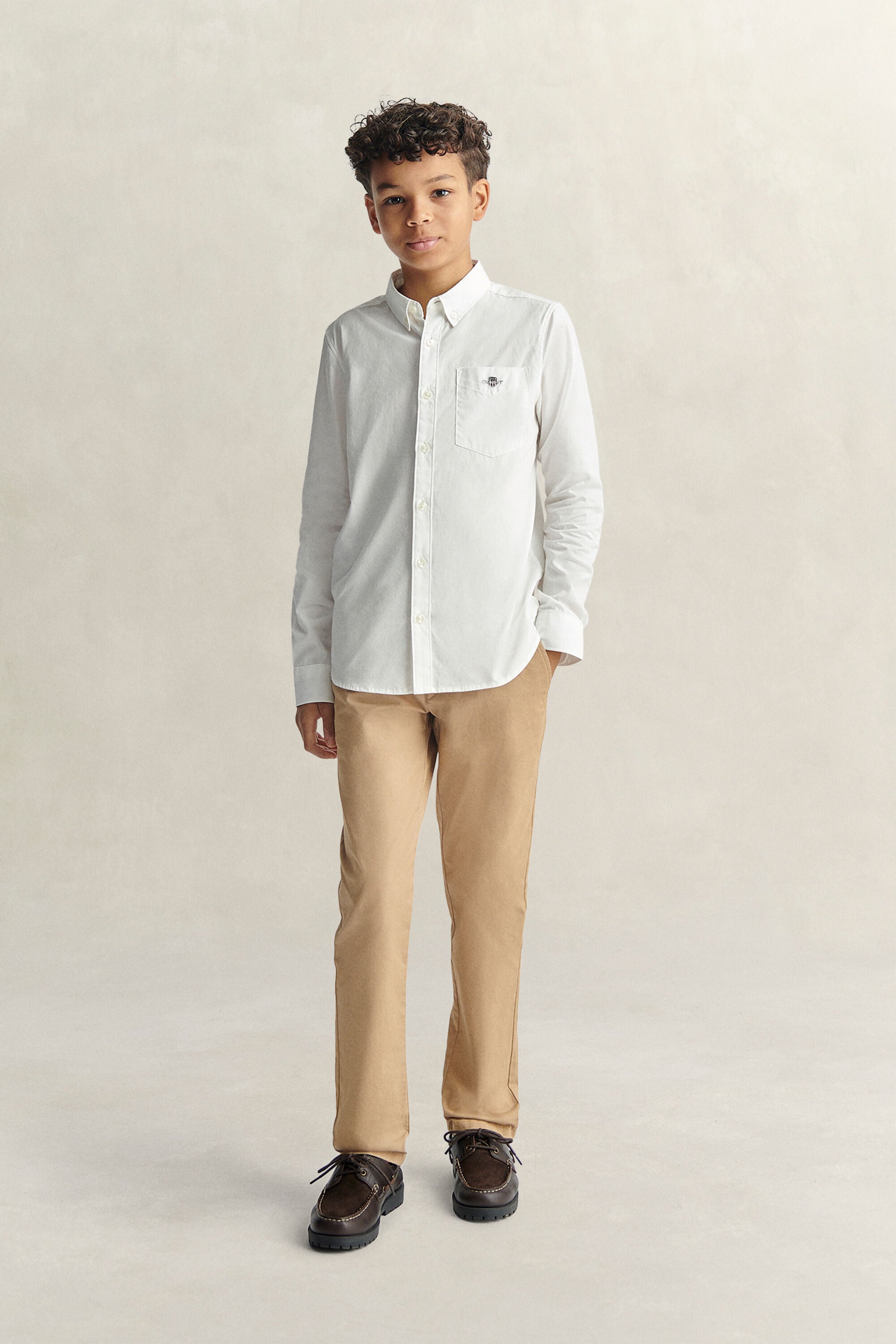 Teen Boys Shield Poplin Shirt — WHITE