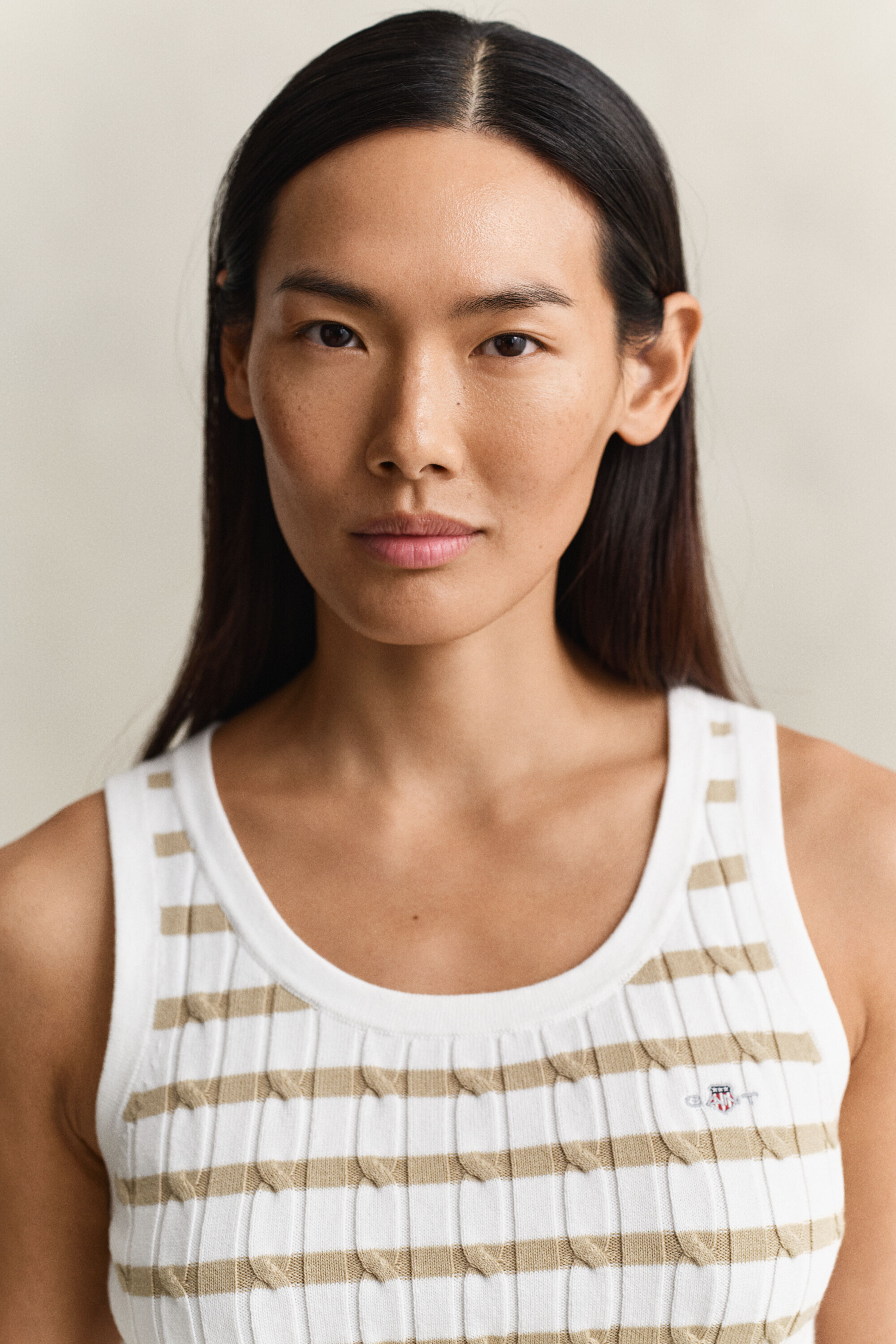 Striped Cable Knit Tank Top