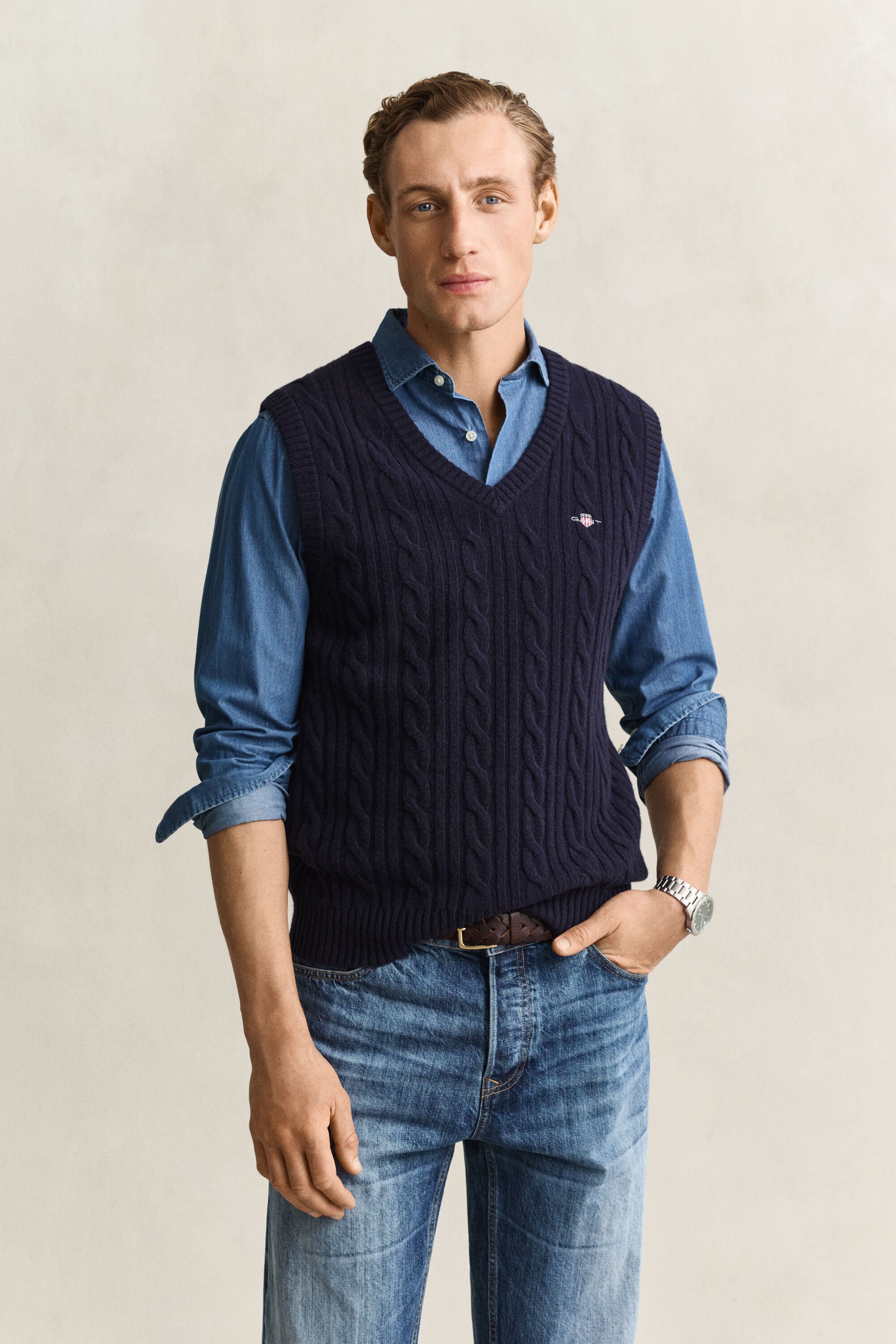 Lambswool Cable Knit Vest