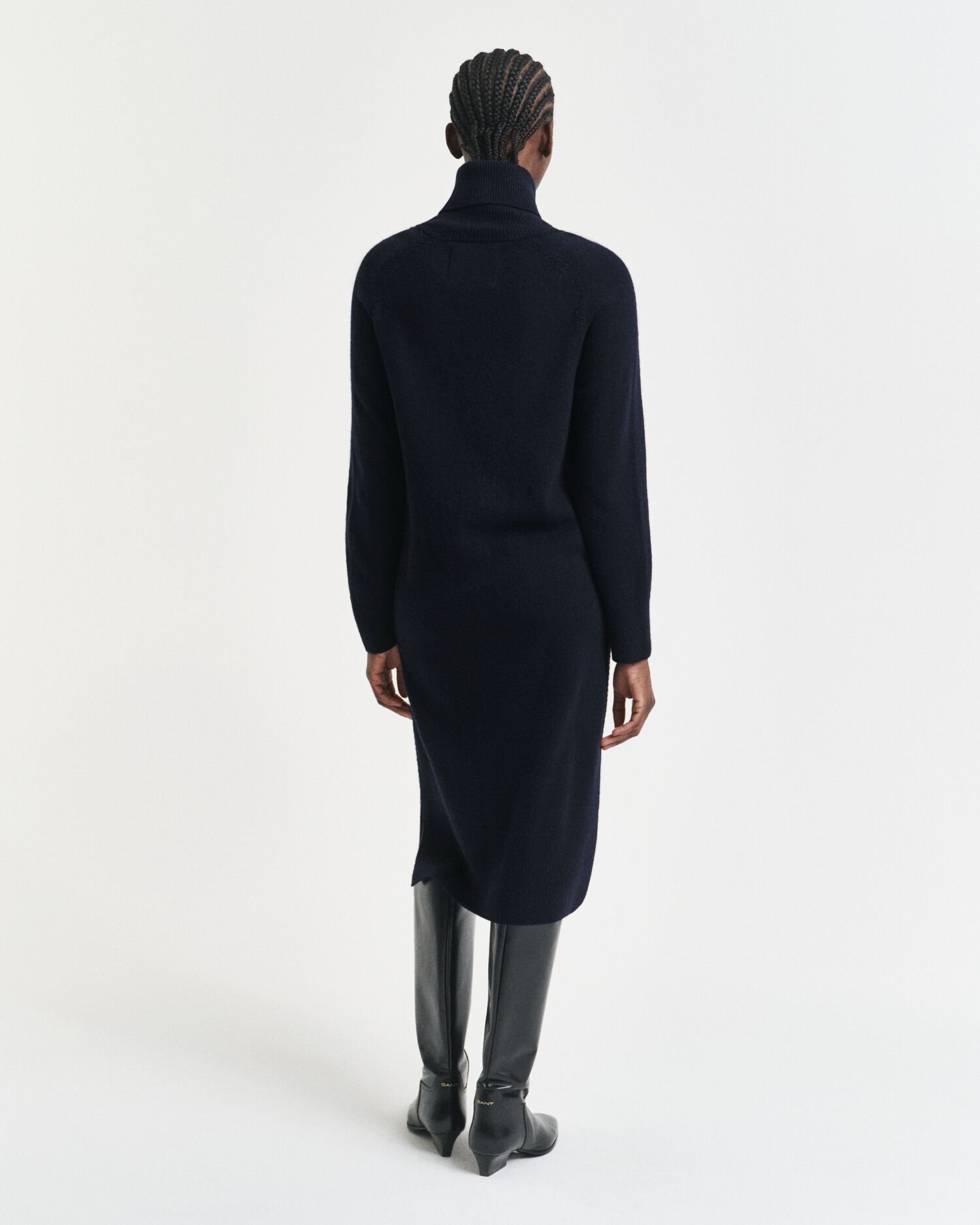 Knit Detail Turtleneck Dress