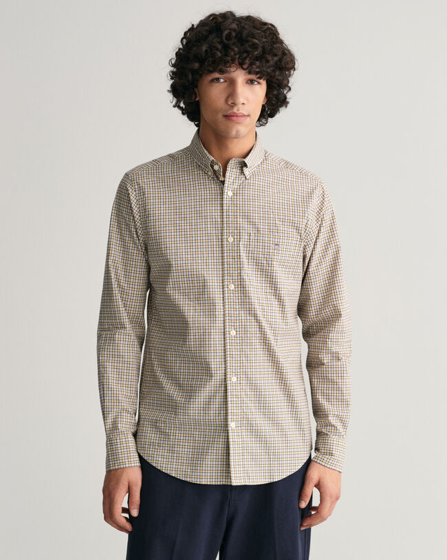 Regular Fit Micro Checked Poplin Shirt