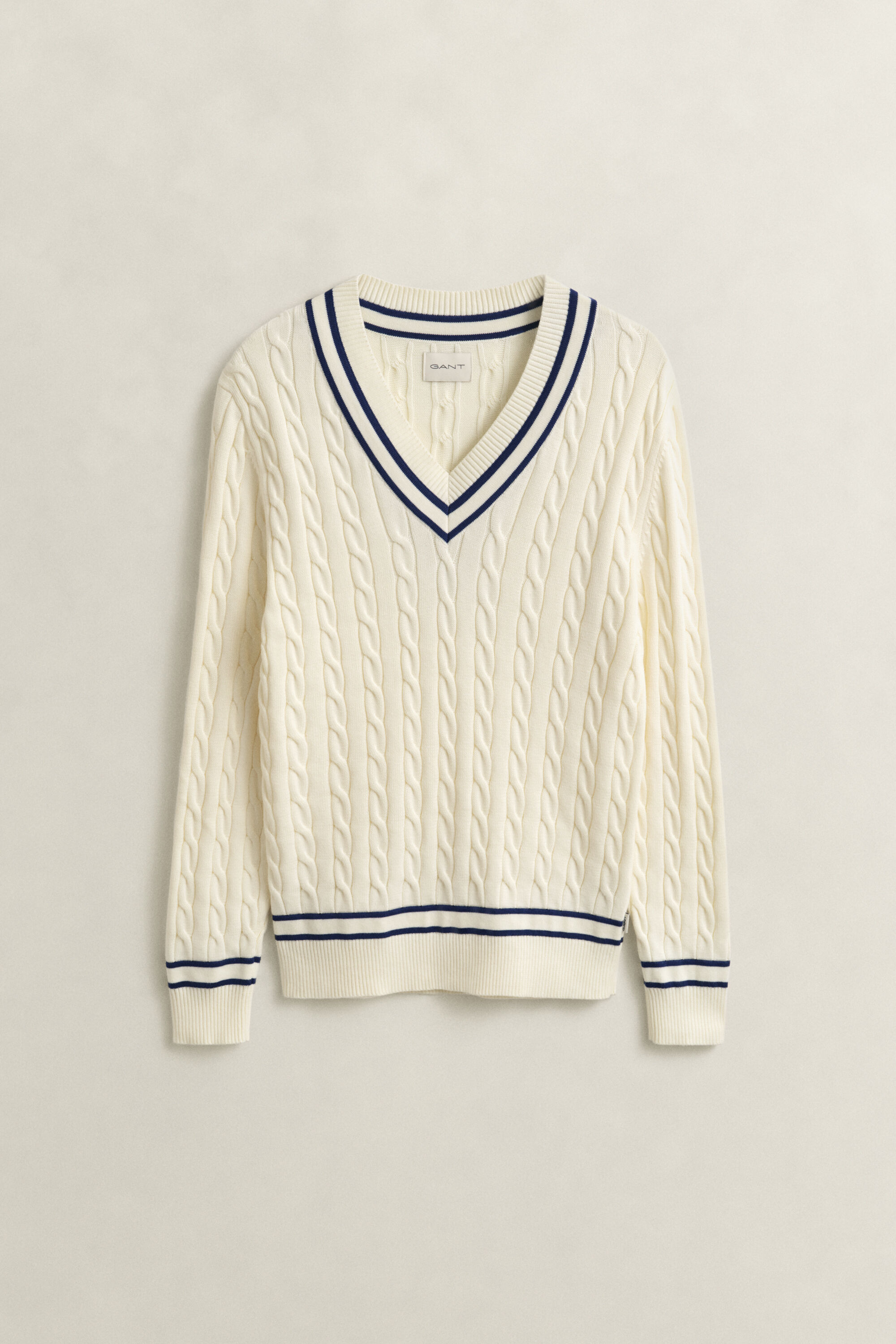 Cotton Cable Knit V-Neck Sweater