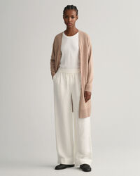 Linen Blend Long V-Neck Cardigan