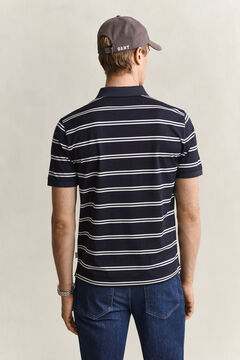 Striped Pima Cotton Polo Shirt — EVENING BLUE 2