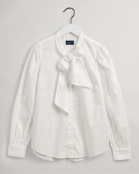 Bow Puff Sleeve Oxford Shirt