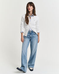 Stretch Cotton Cable Knit Cardigan