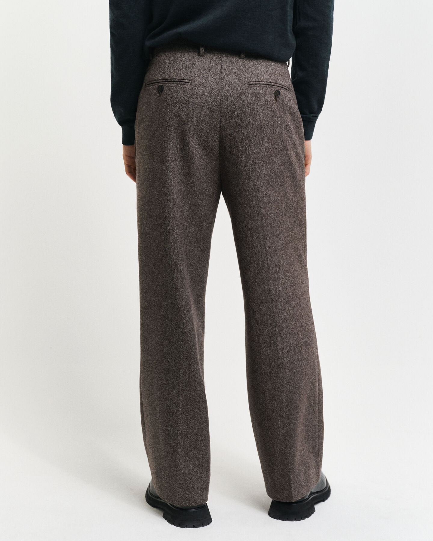 Relaxed Fit Mouliné Wool Suit Pants