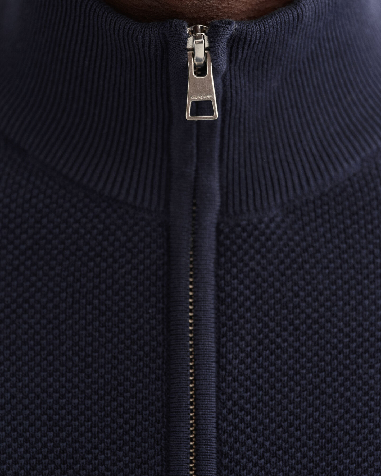 Cotton Piqué Half-Zip Cardigan