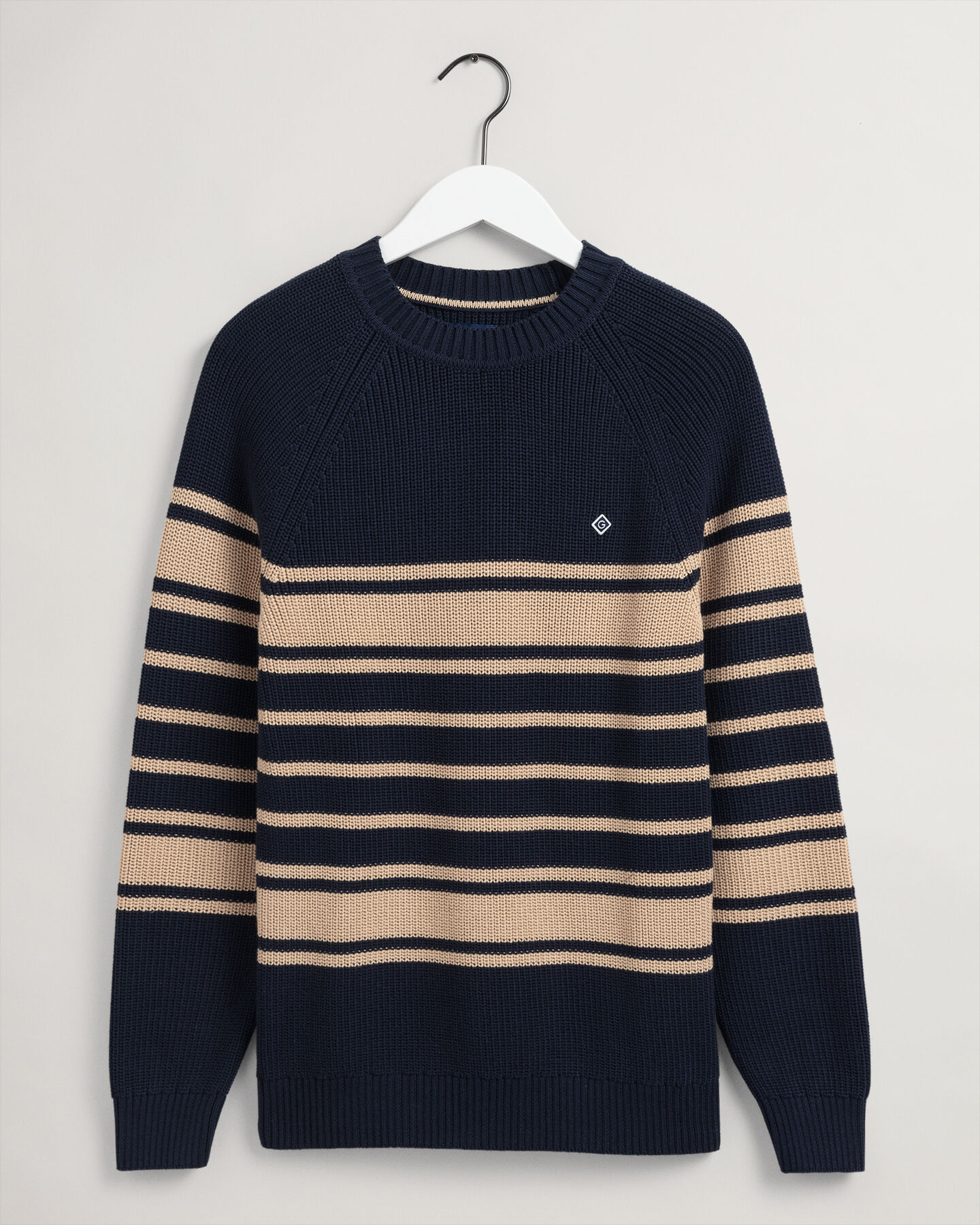 Cotton Rib Striped Crew Neck Sweater