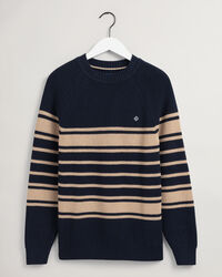 Cotton Rib Striped Crew Neck Sweater