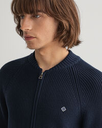 Cotton Rib Full-Zip Sweater