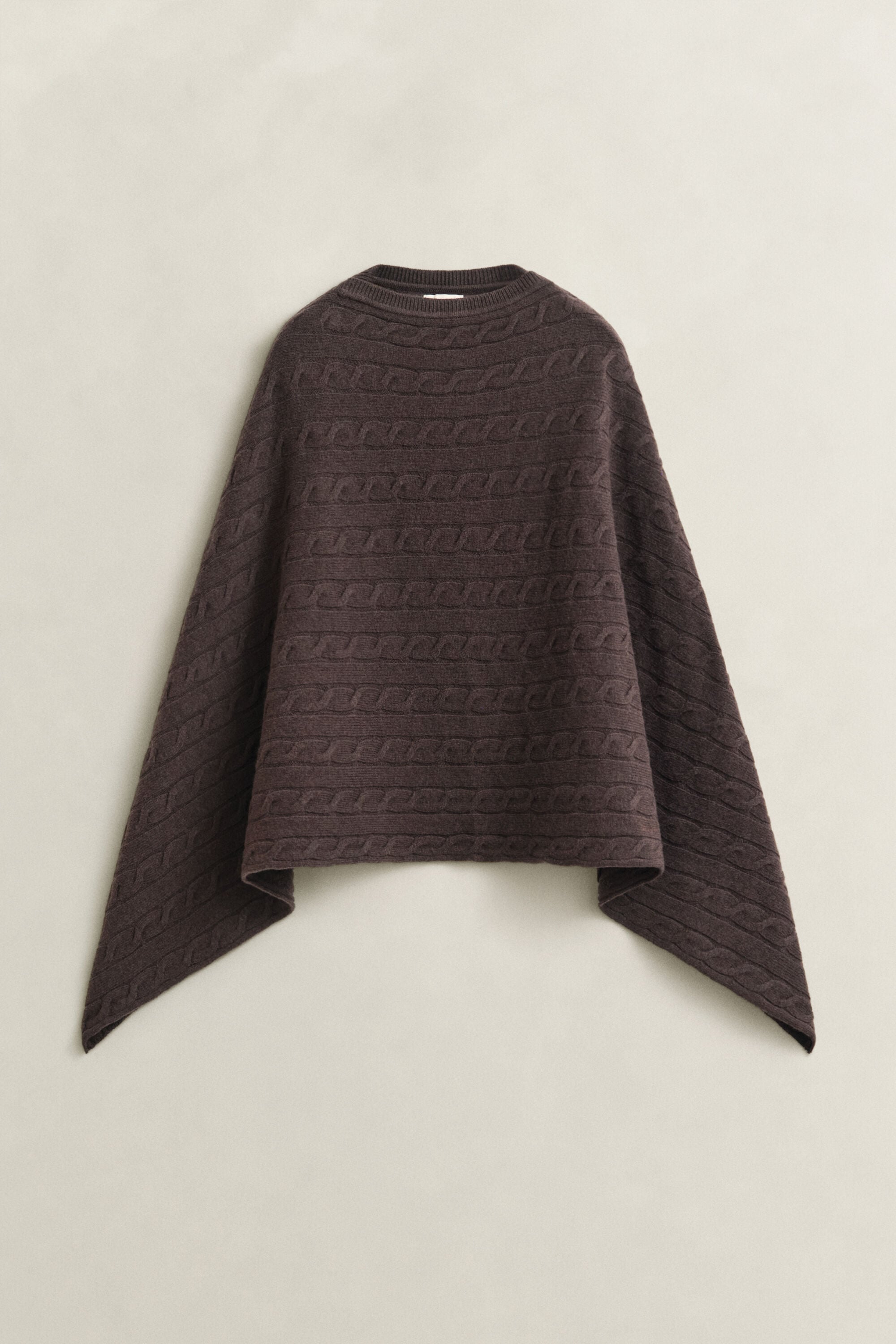 Wool Cable Knit Poncho