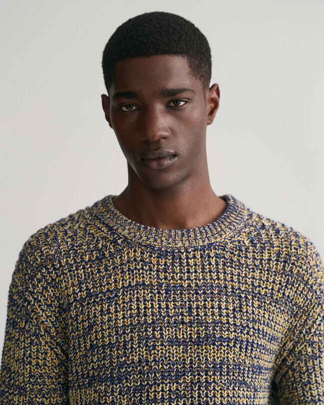 Multicolored Ribbed Crew Neck Sweater