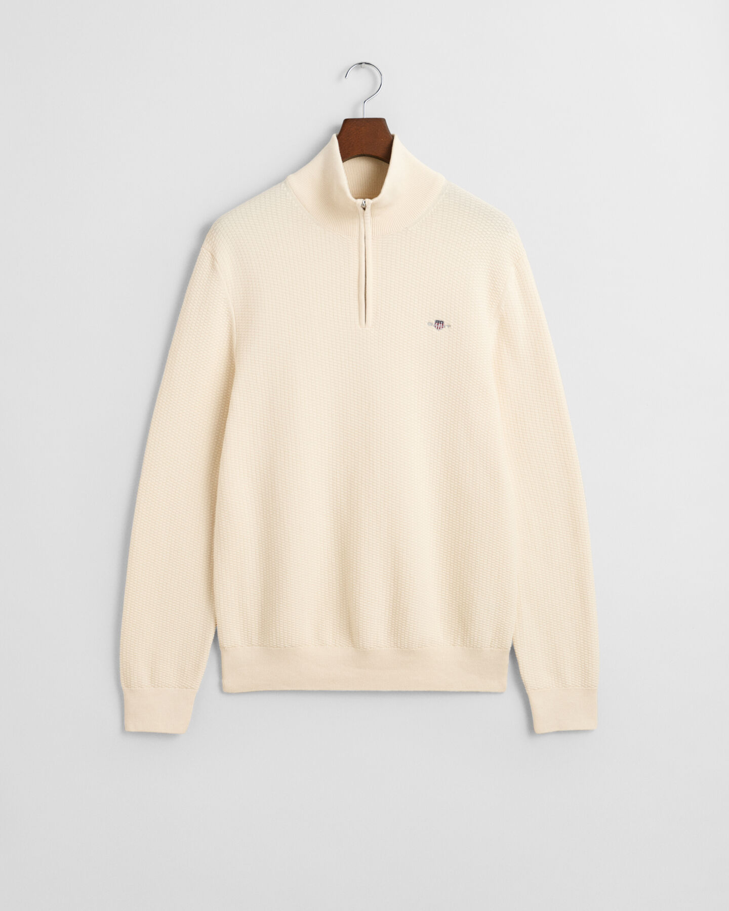 Micro Textured Cotton Half-Zip Sweater