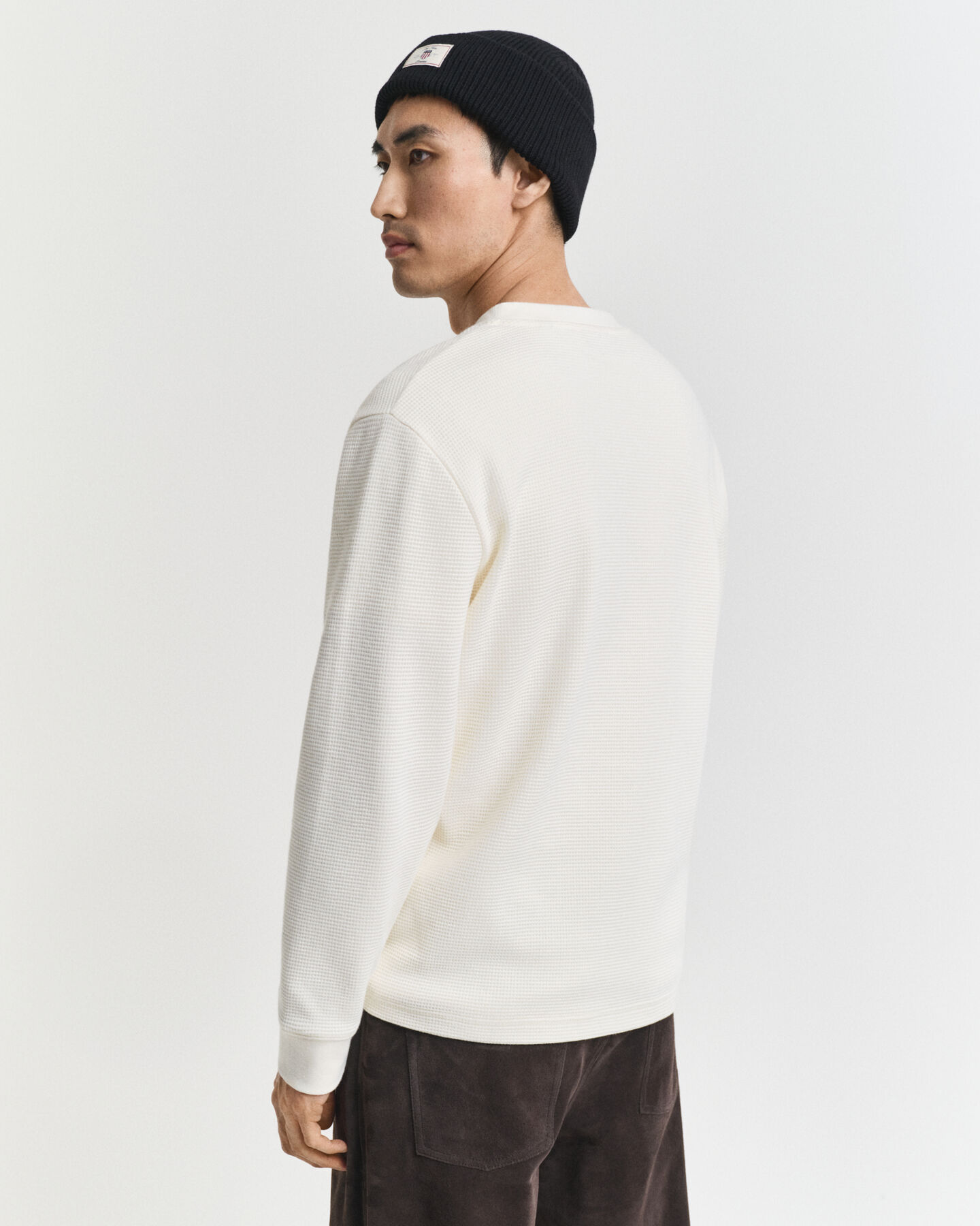 Waffle Textured Long Sleeve Henley T-Shirt