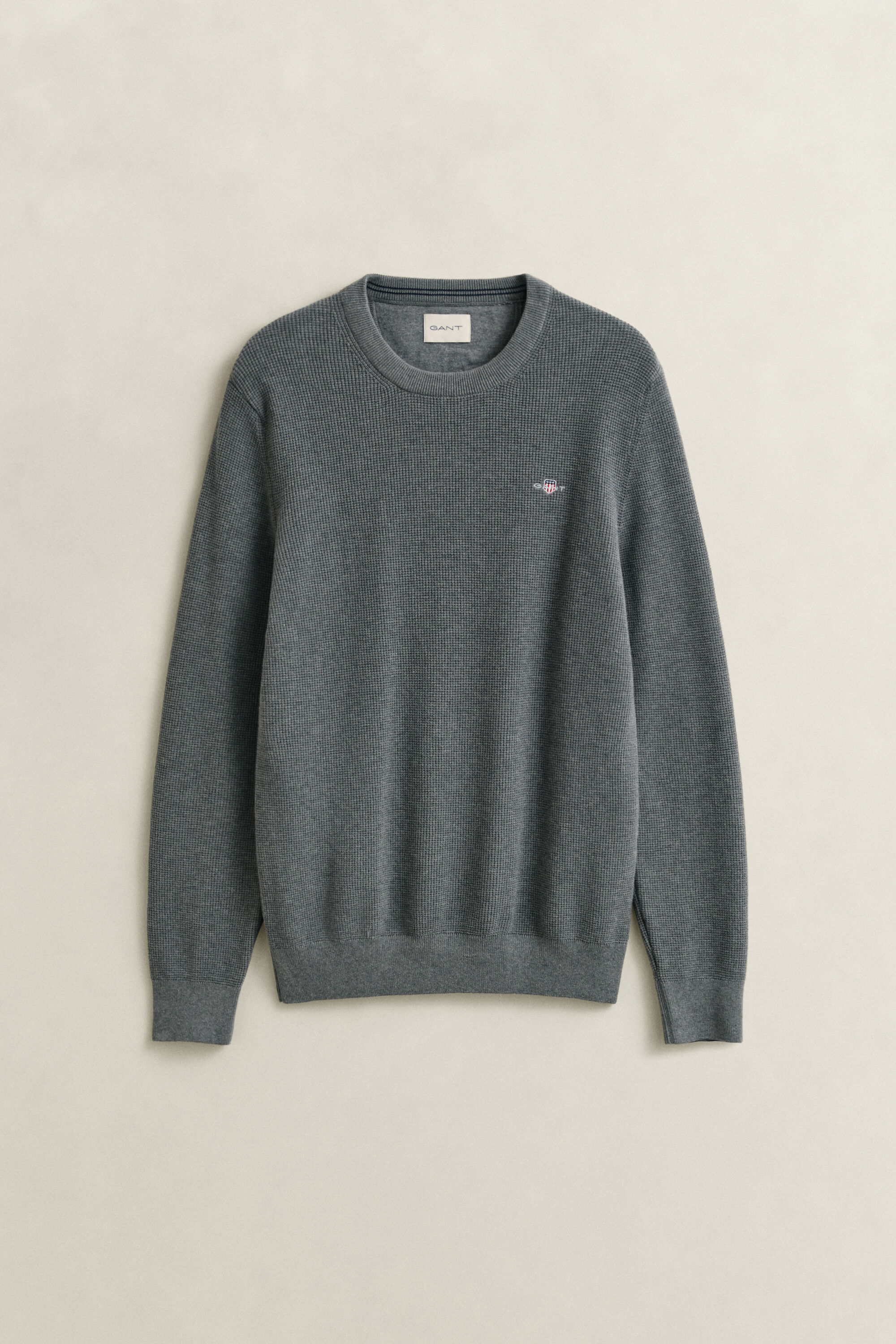 Textured Cotton Crew Neck Sweater