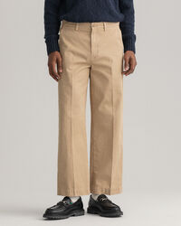 Wide Leg Cotton Twill Chinos