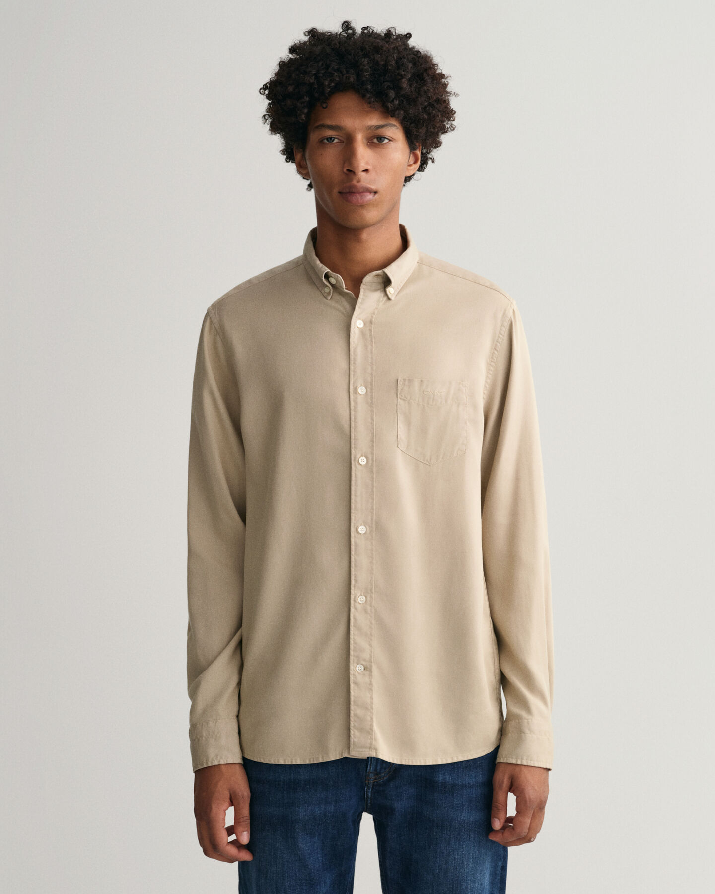 Regular Fit Garment-Dyed Lyocell Shirt
