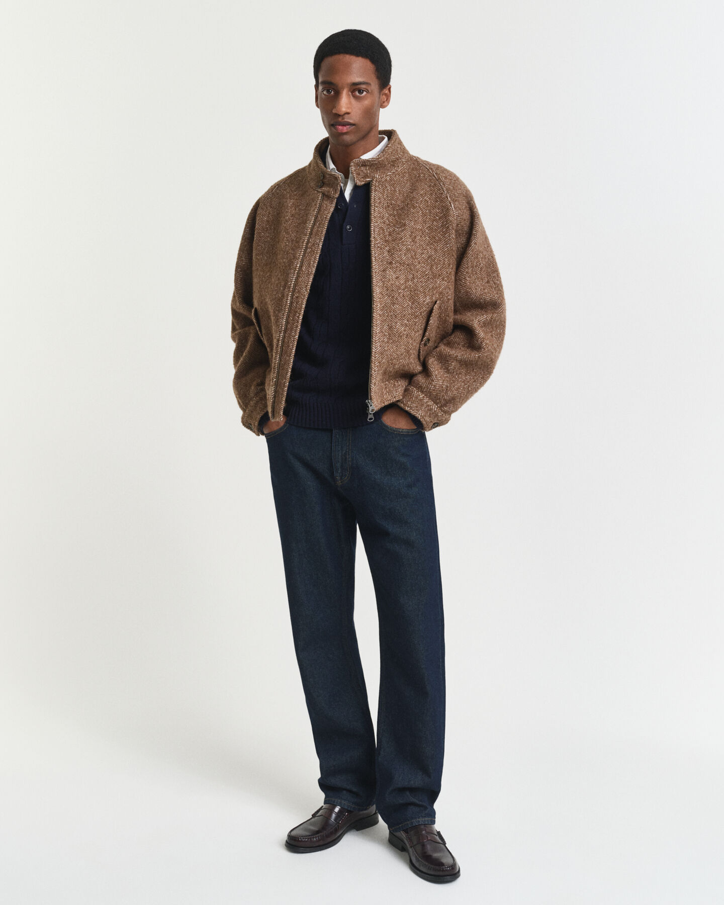 Lambswool Cable Knit Polo Sweater