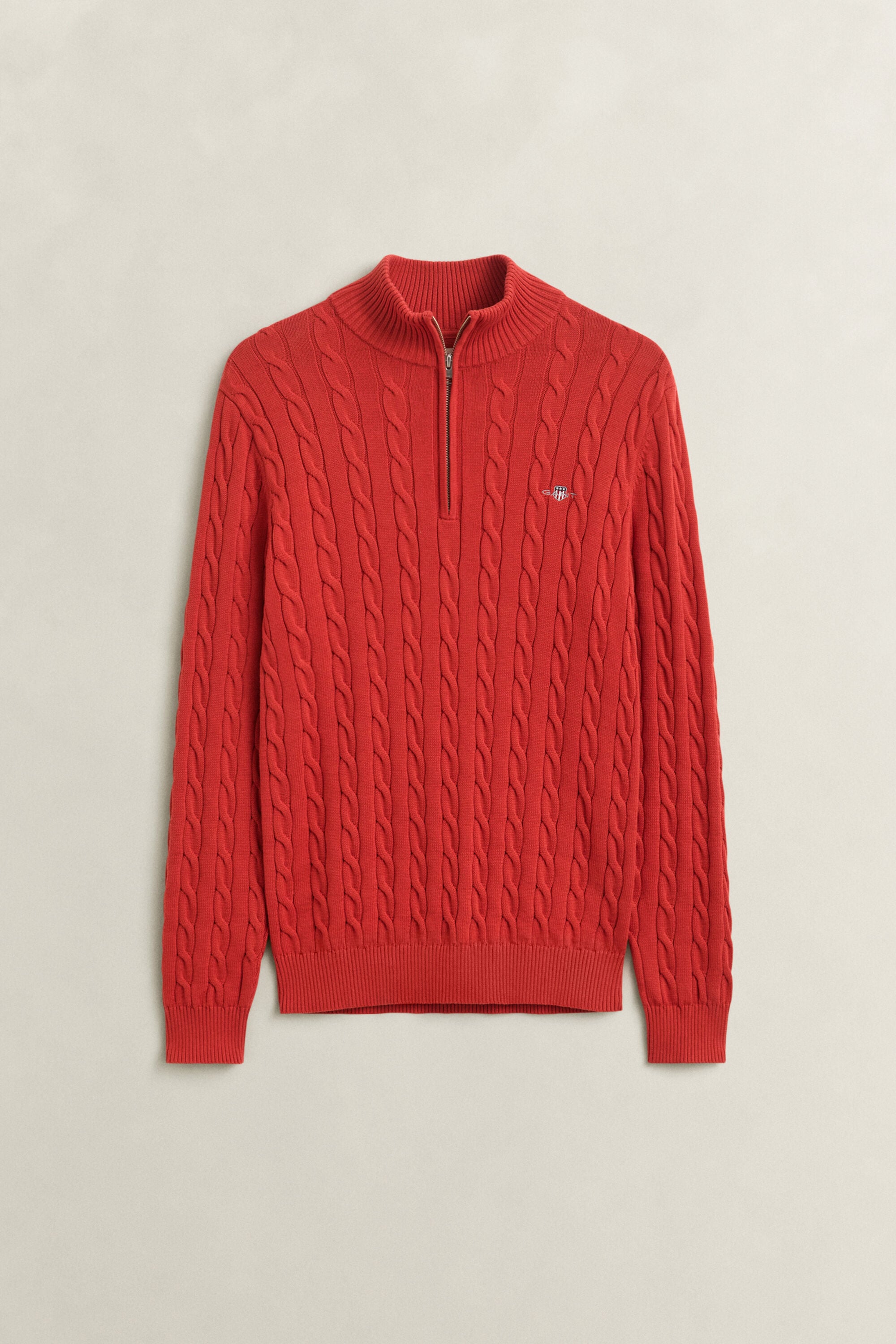 Cotton Cable Knit Half-Zip Sweater