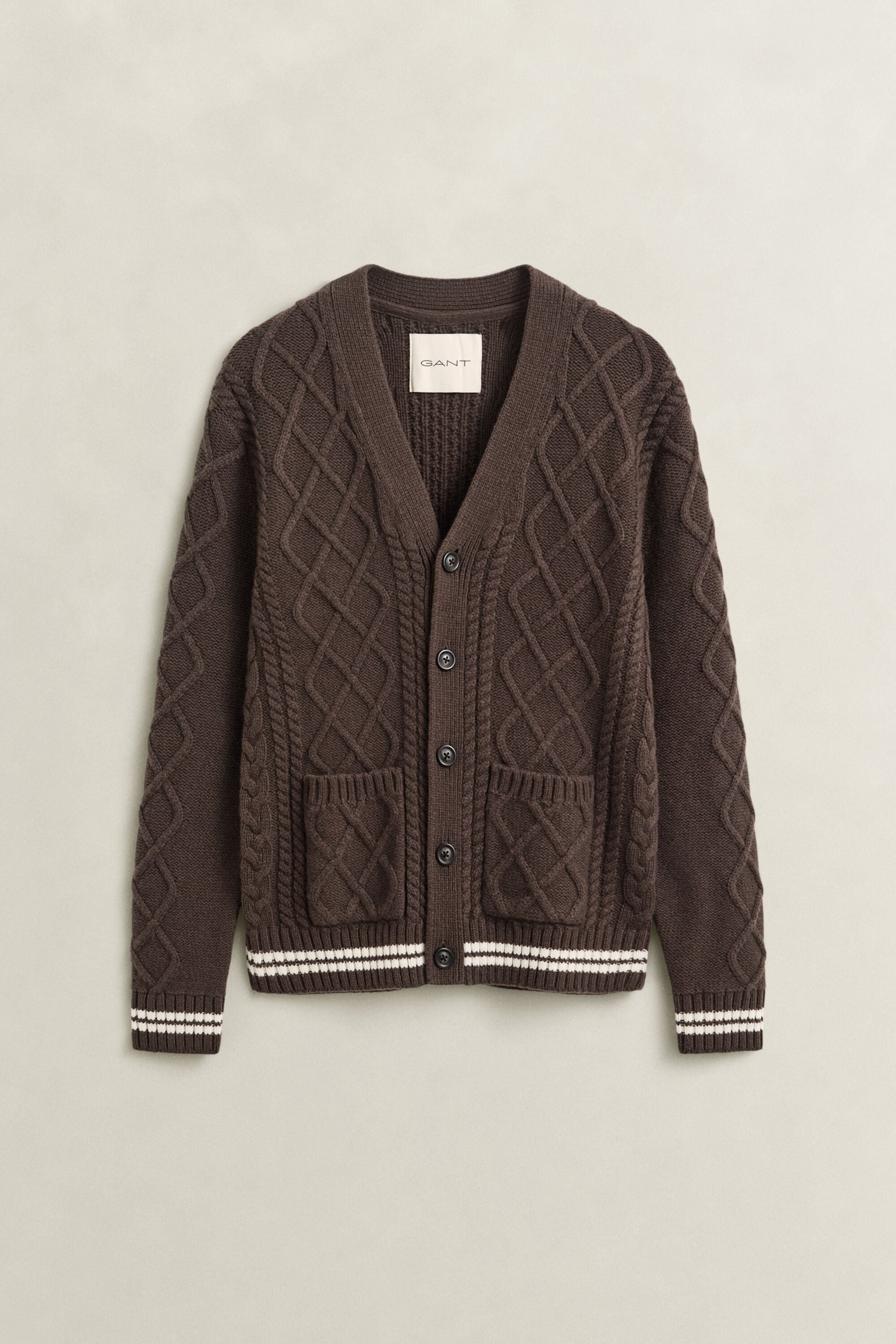 Wool Blend Cable Knit Cardigan