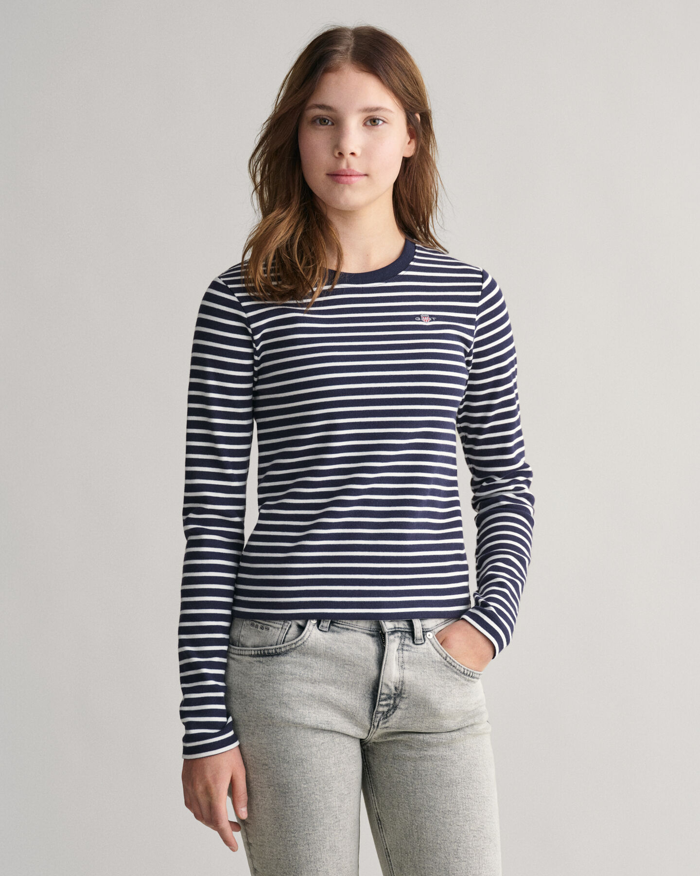 Teen Girls Shield Striped Rib Top