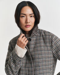Short Checked Wool Blend Car Coat