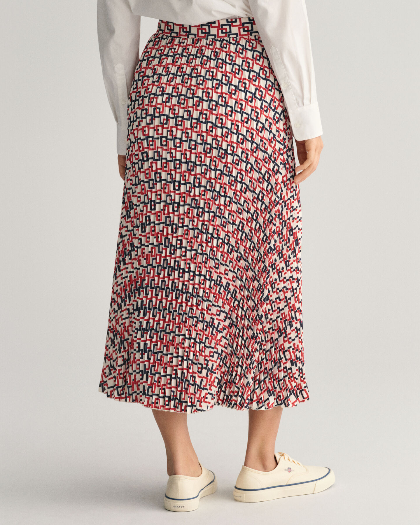 Pleated Geometric Print Skirt