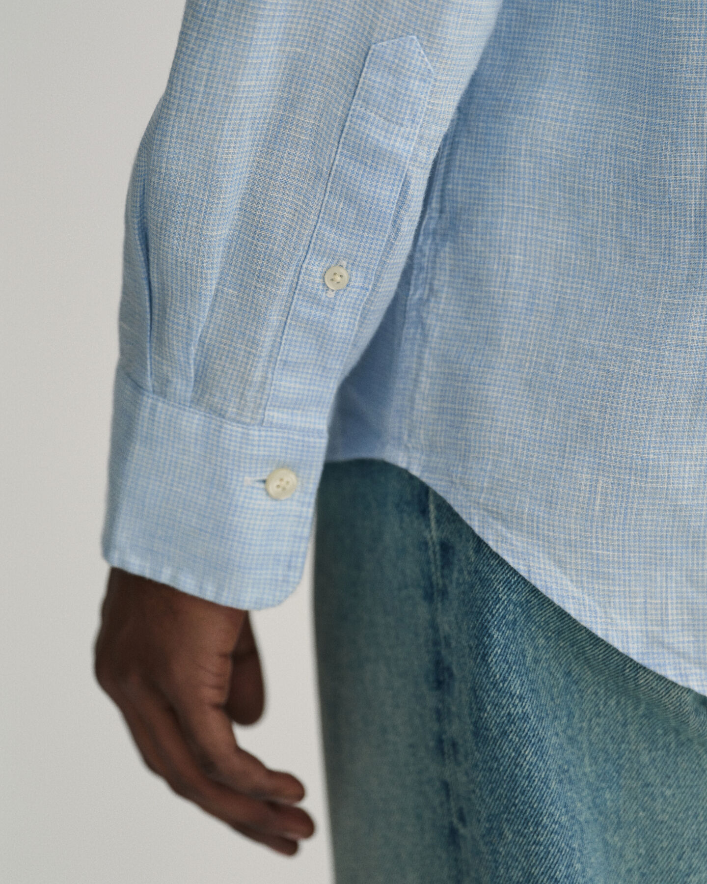 Slim Fit Houndstooth Linen Shirt