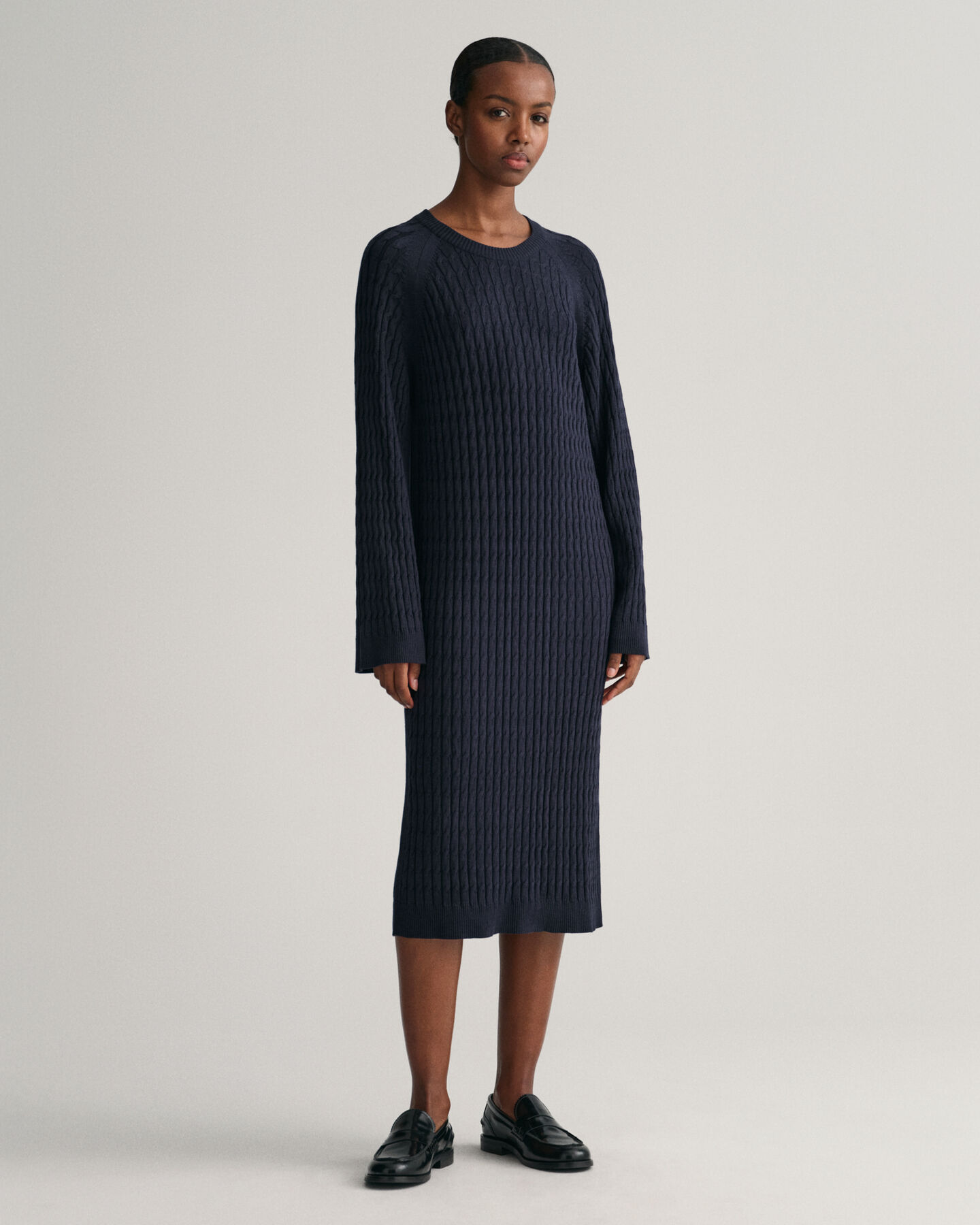 Cable Knit Crew Neck Dress