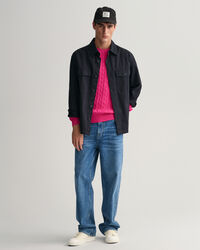 Cotton Cable Knit Crew Neck Sweater