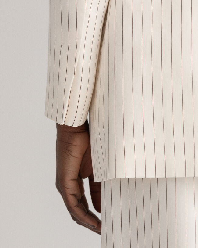 Pinstripe Belted Blazer
