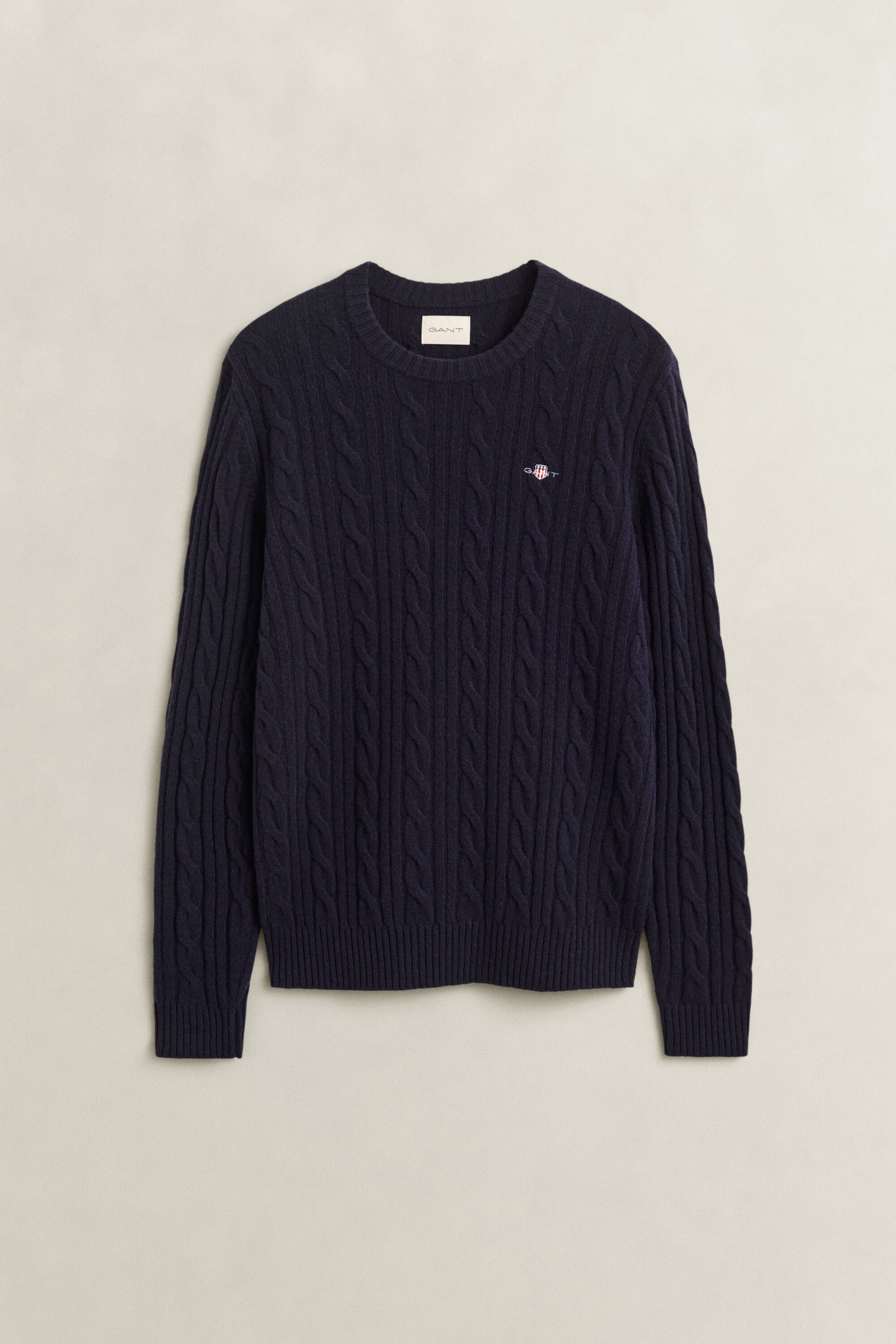 Lambswool Cable Knit Crew Neck Sweater
