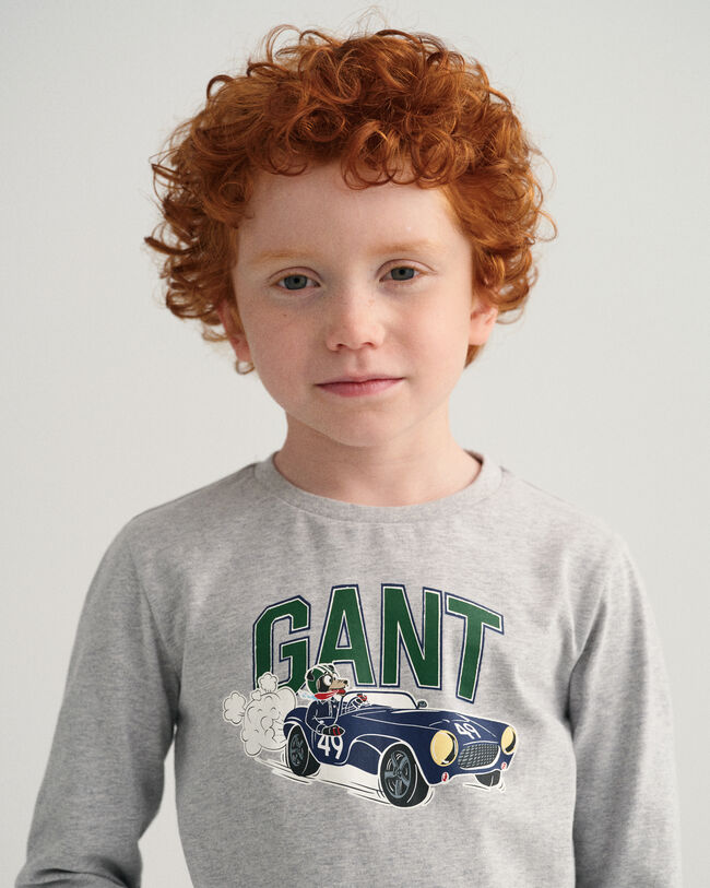 Boys Driving Dog Long Sleeve T-Shirt