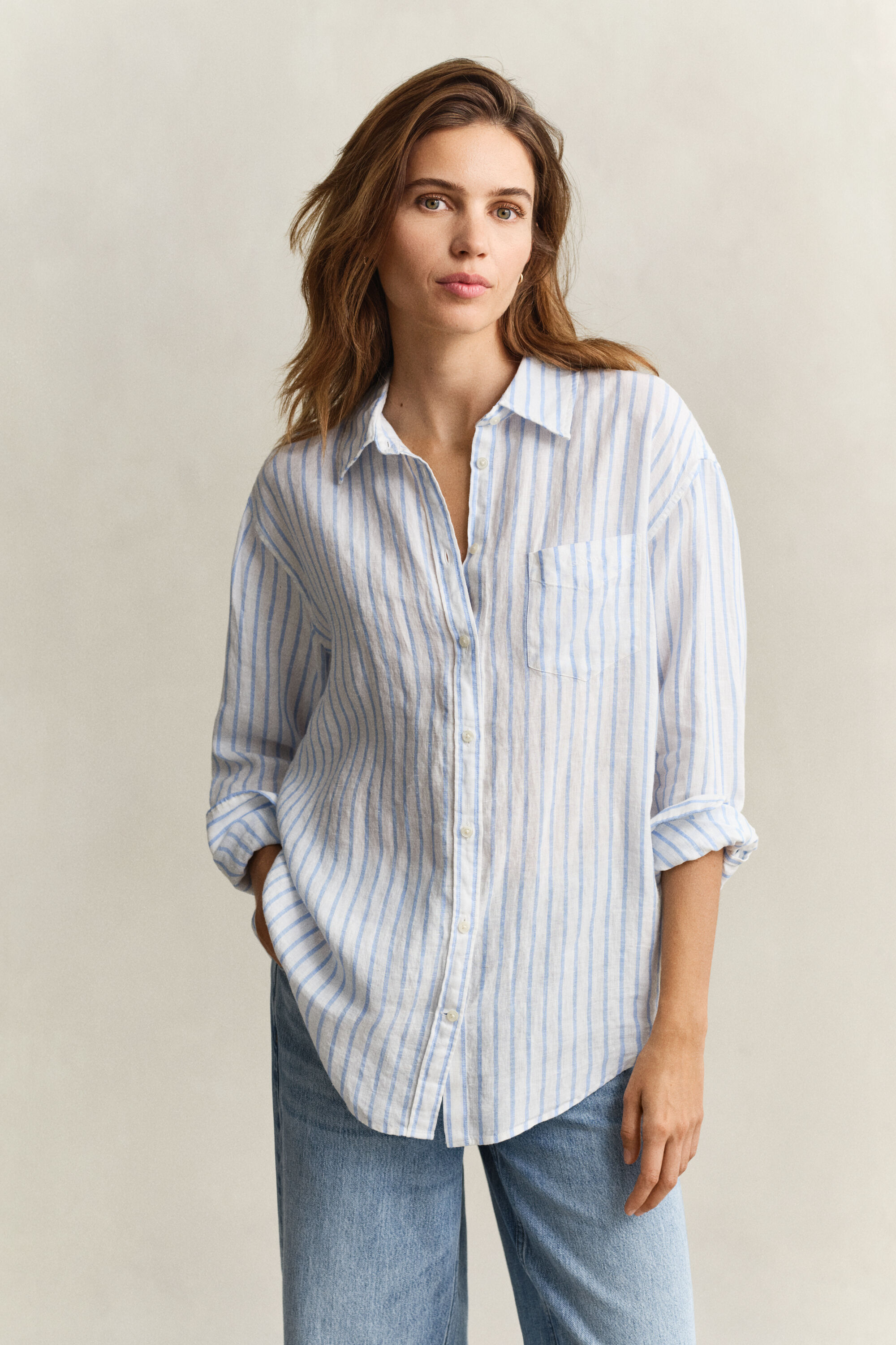 Relaxed Fit Striped Linen Shirt