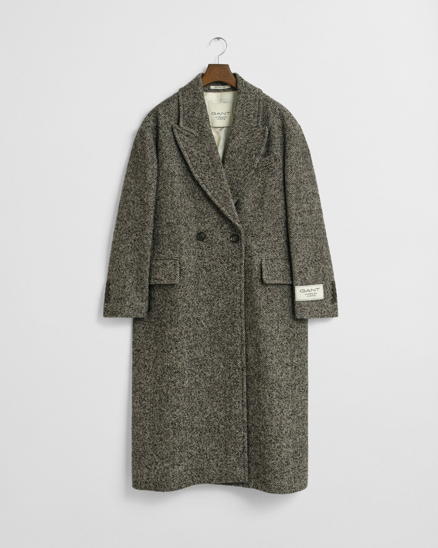 Herringbone Wool Blend Overcoat