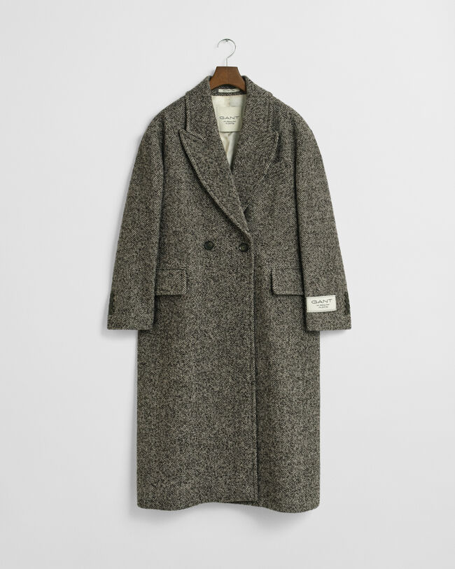 Herringbone Wool Blend Overcoat
