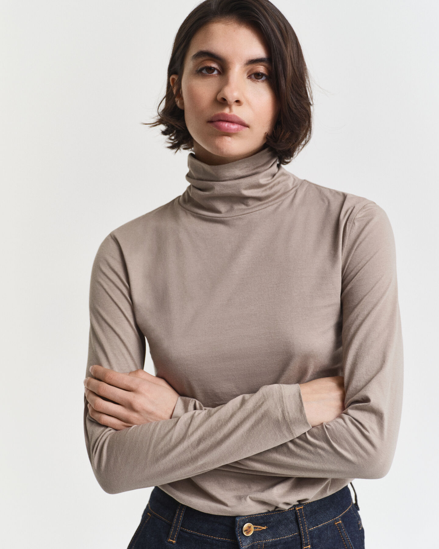 Lightweight Cotton Turtleneck Top