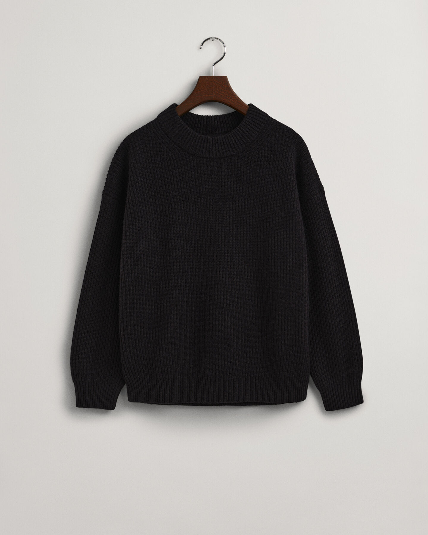 Wool Ribbed Crew Neck Sweater