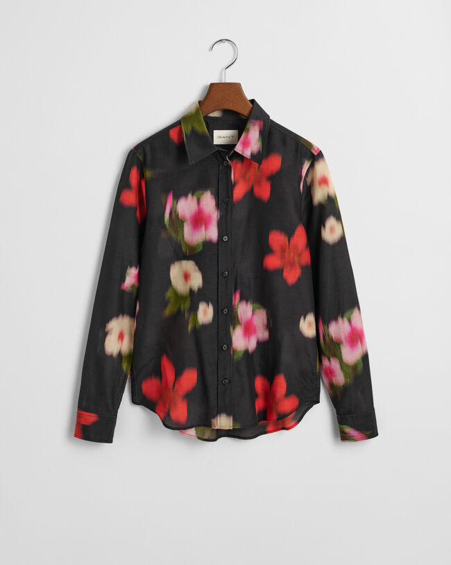 Regular Fit Floral Cotton Silk Shirt