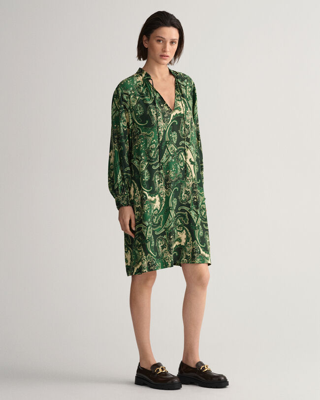 Paisley Stand Collar Dress